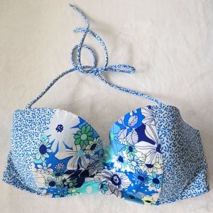 Victoria Secret Floral and Blue Bikini Top